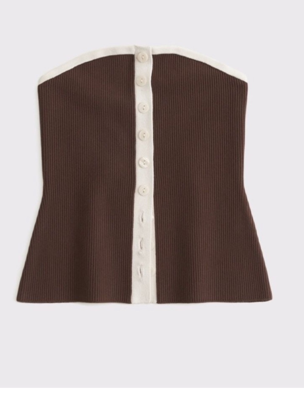 Abercrombie & Fitch Ottoman Button Front Tube Top Brown Cream S